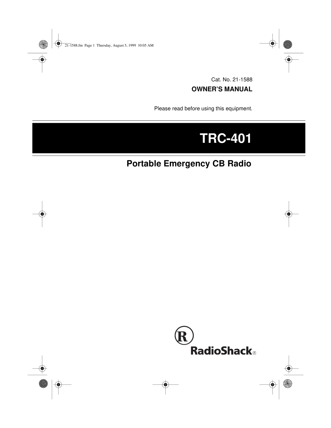 Radio Shack TRC-401 owner manual 