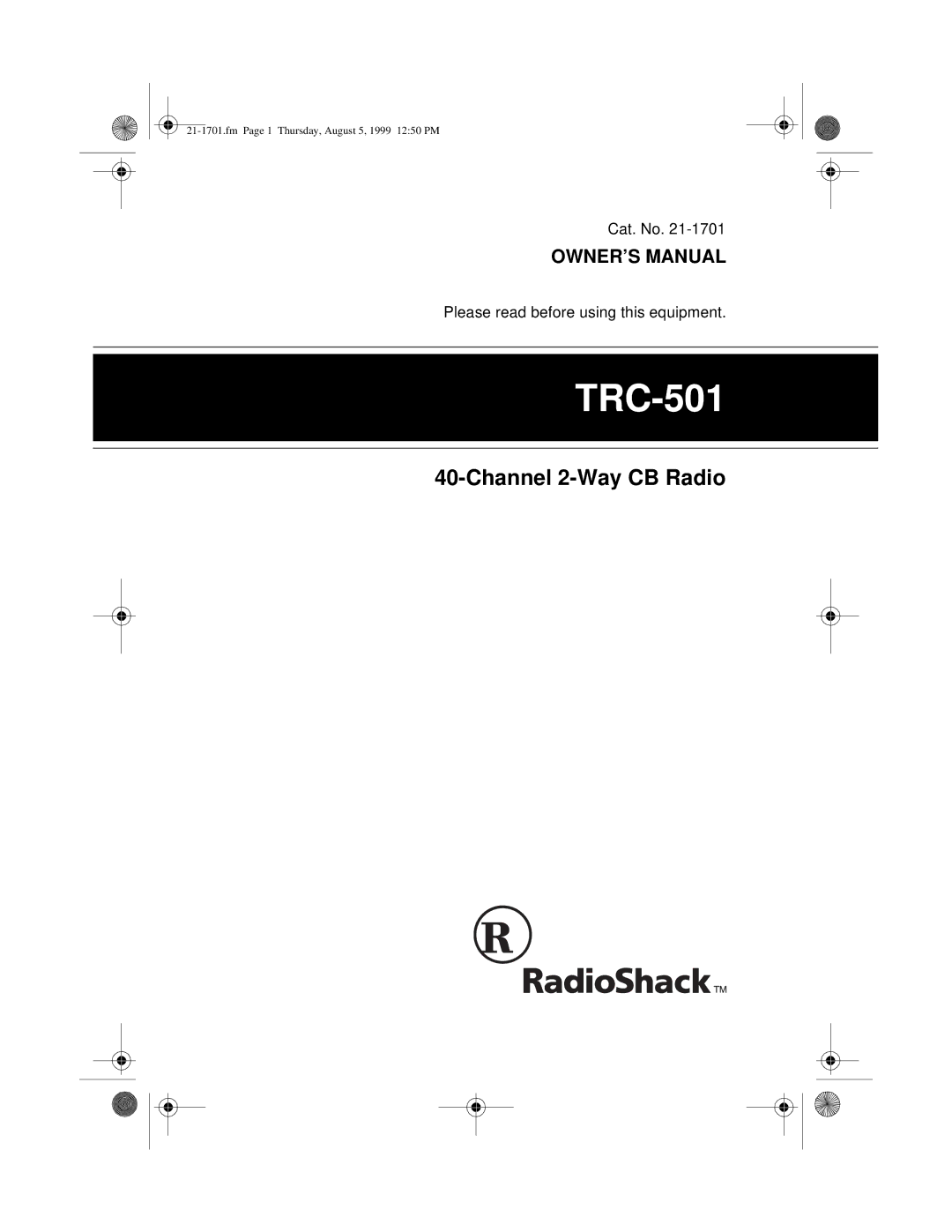 Radio Shack TRC-501 owner manual 