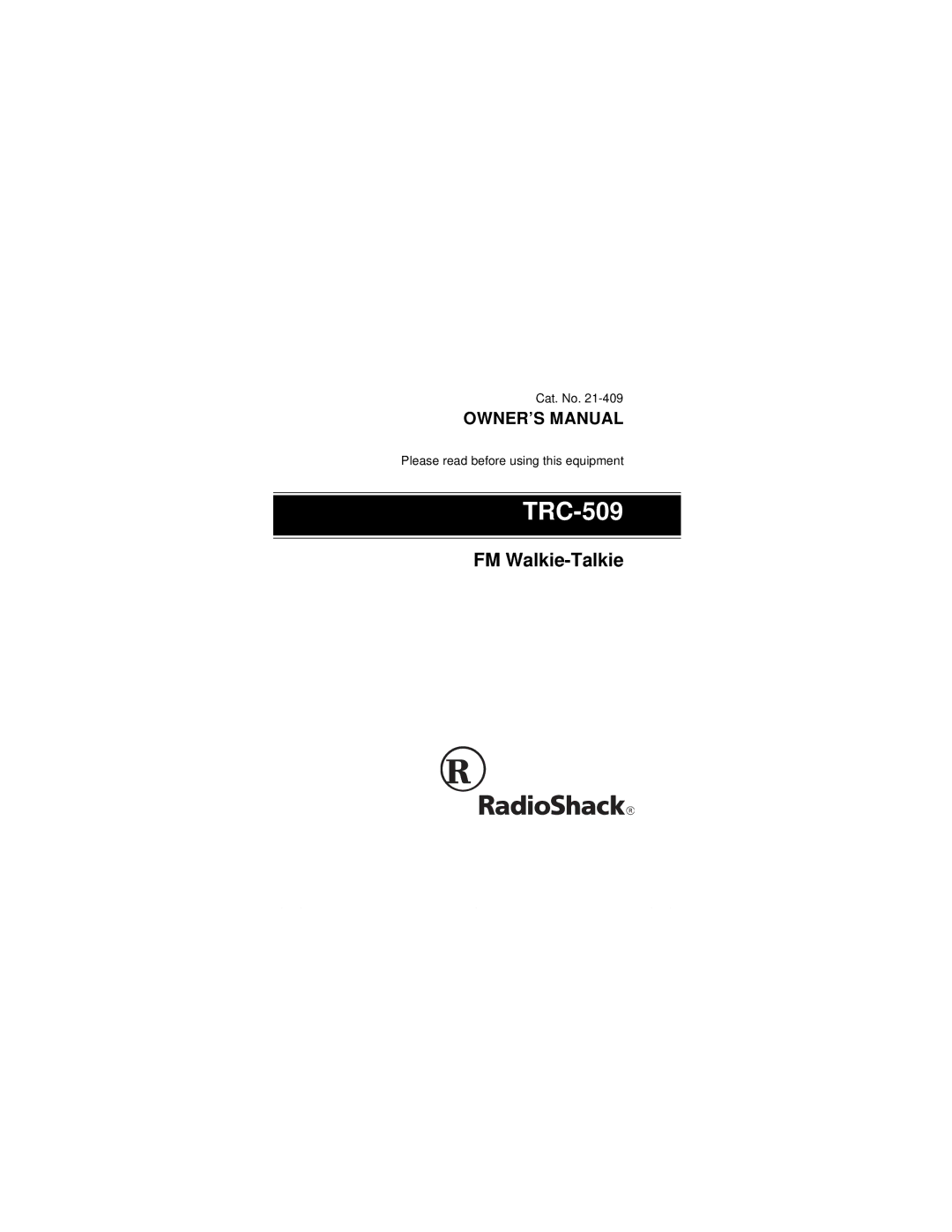 Radio Shack TRC-509 owner manual 