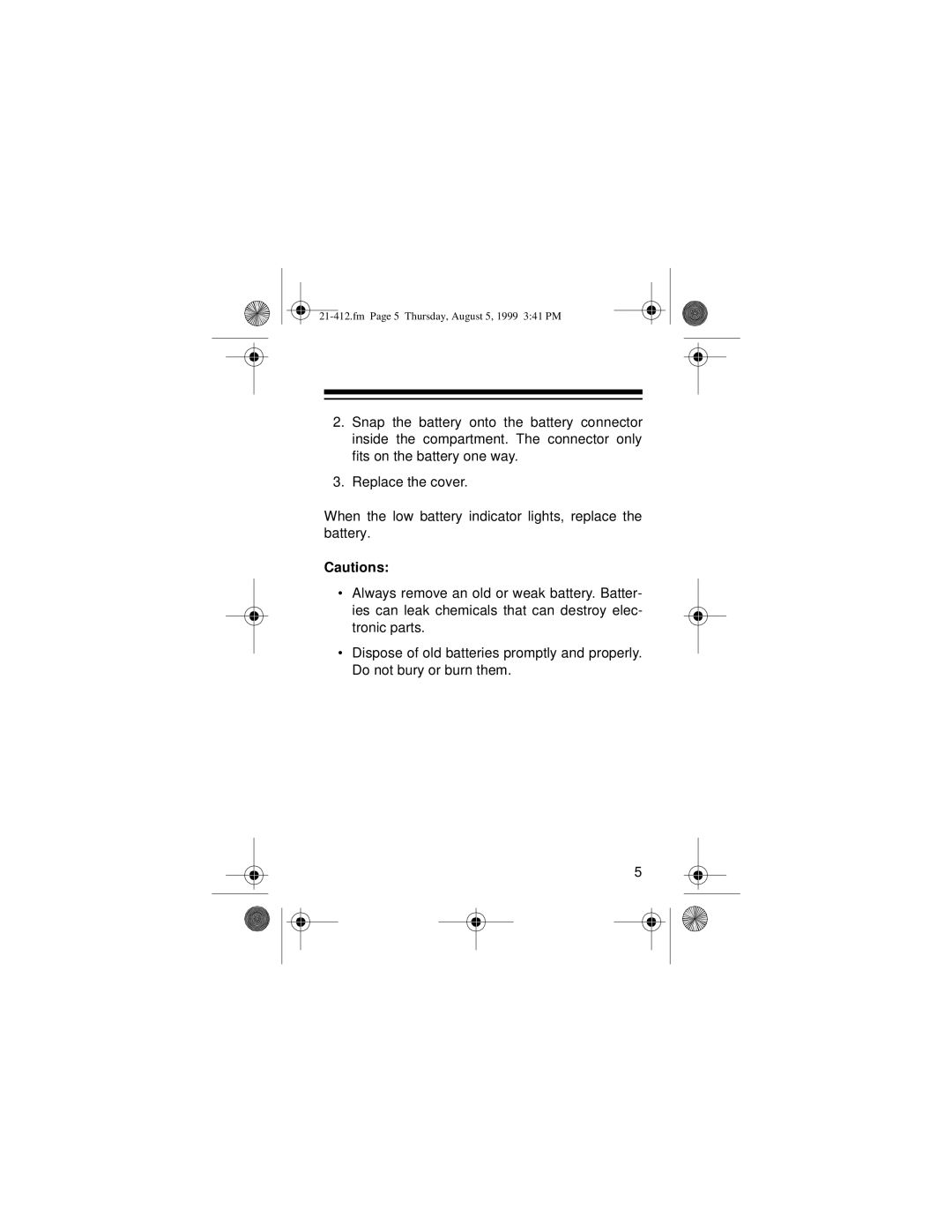 Radio Shack TRC-512 owner manual Fm Page 5 Thursday, August 5, 1999 341 PM 