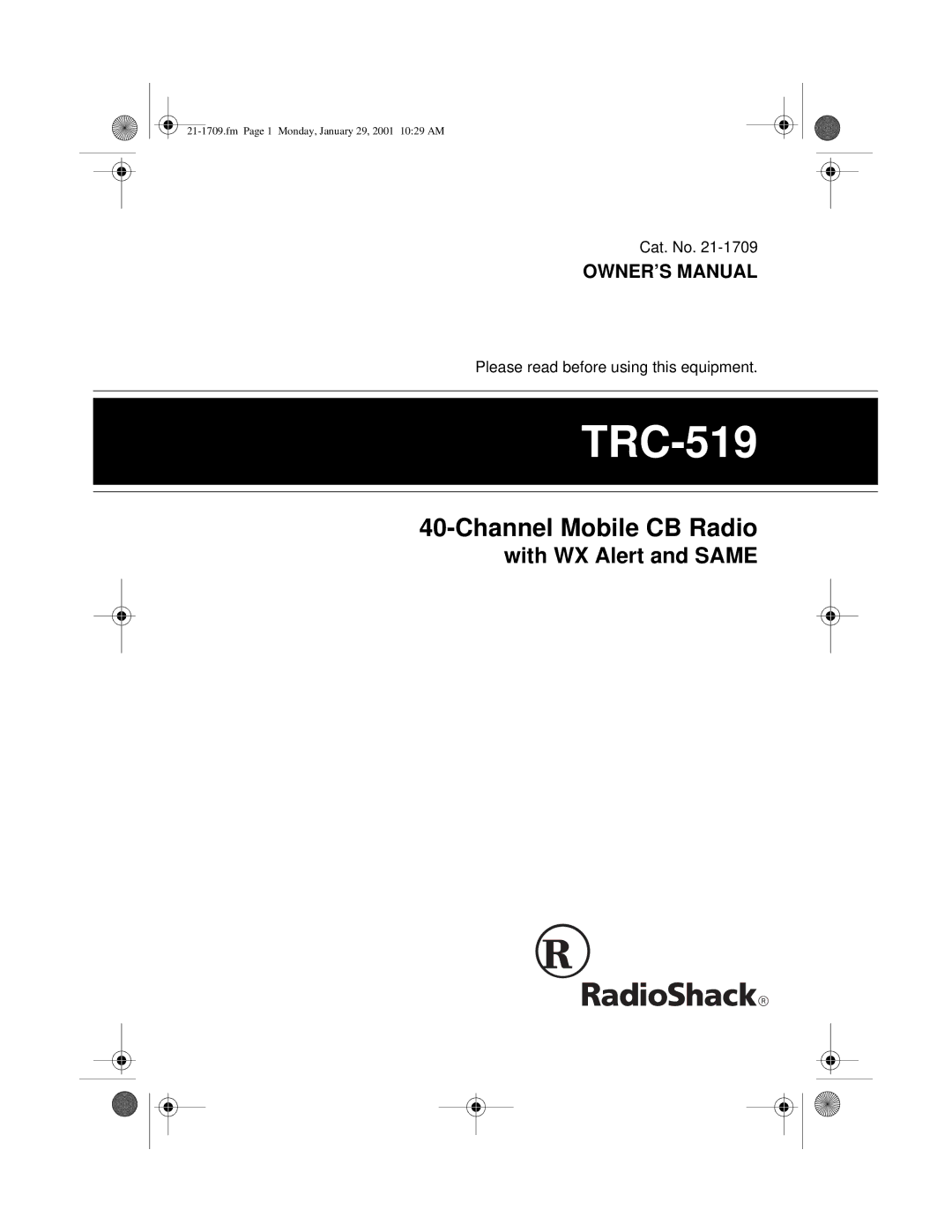 Radio Shack TRC-519 owner manual 