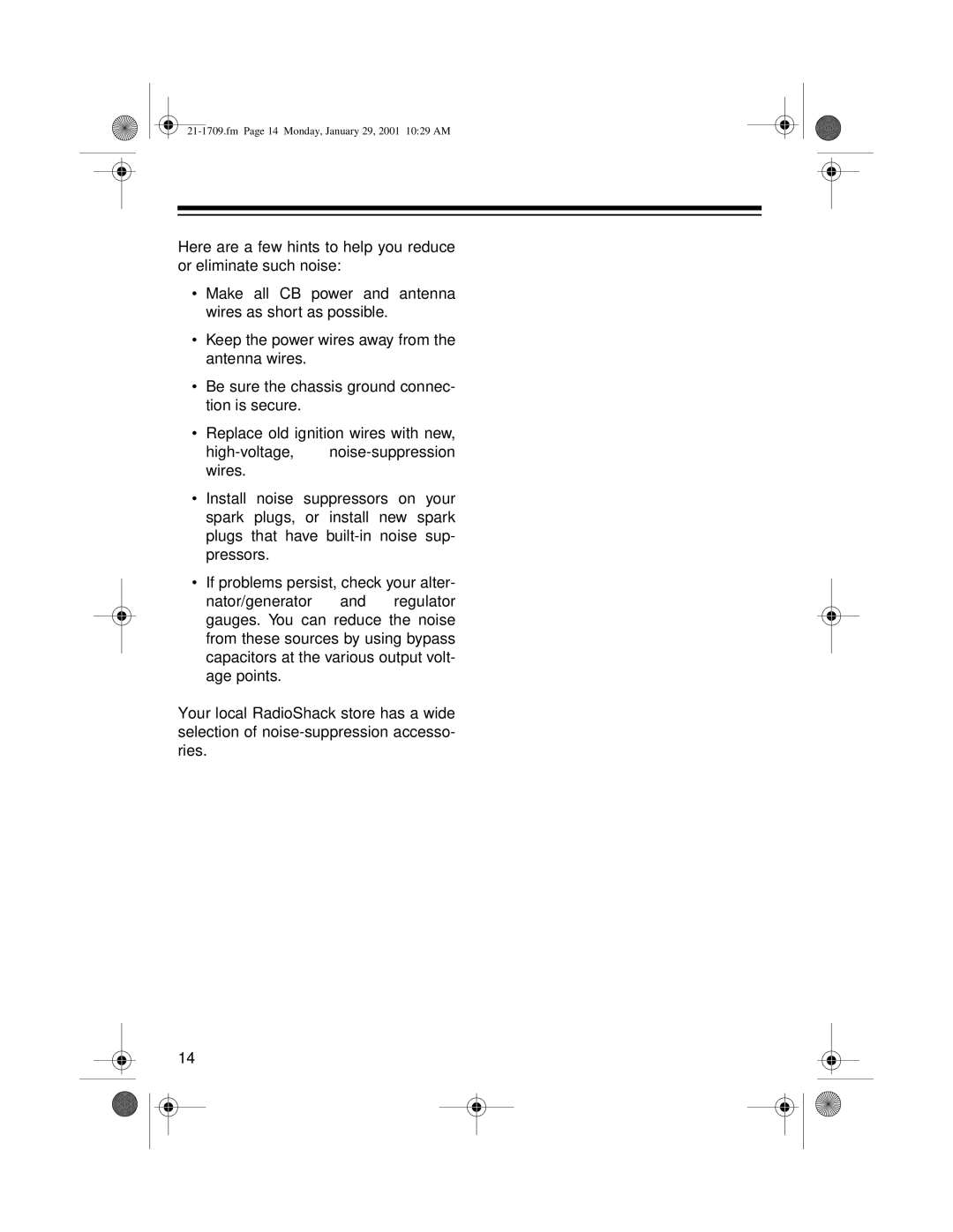 Radio Shack TRC-519 owner manual Fm Page 14 Monday, January 29, 2001 1029 AM 