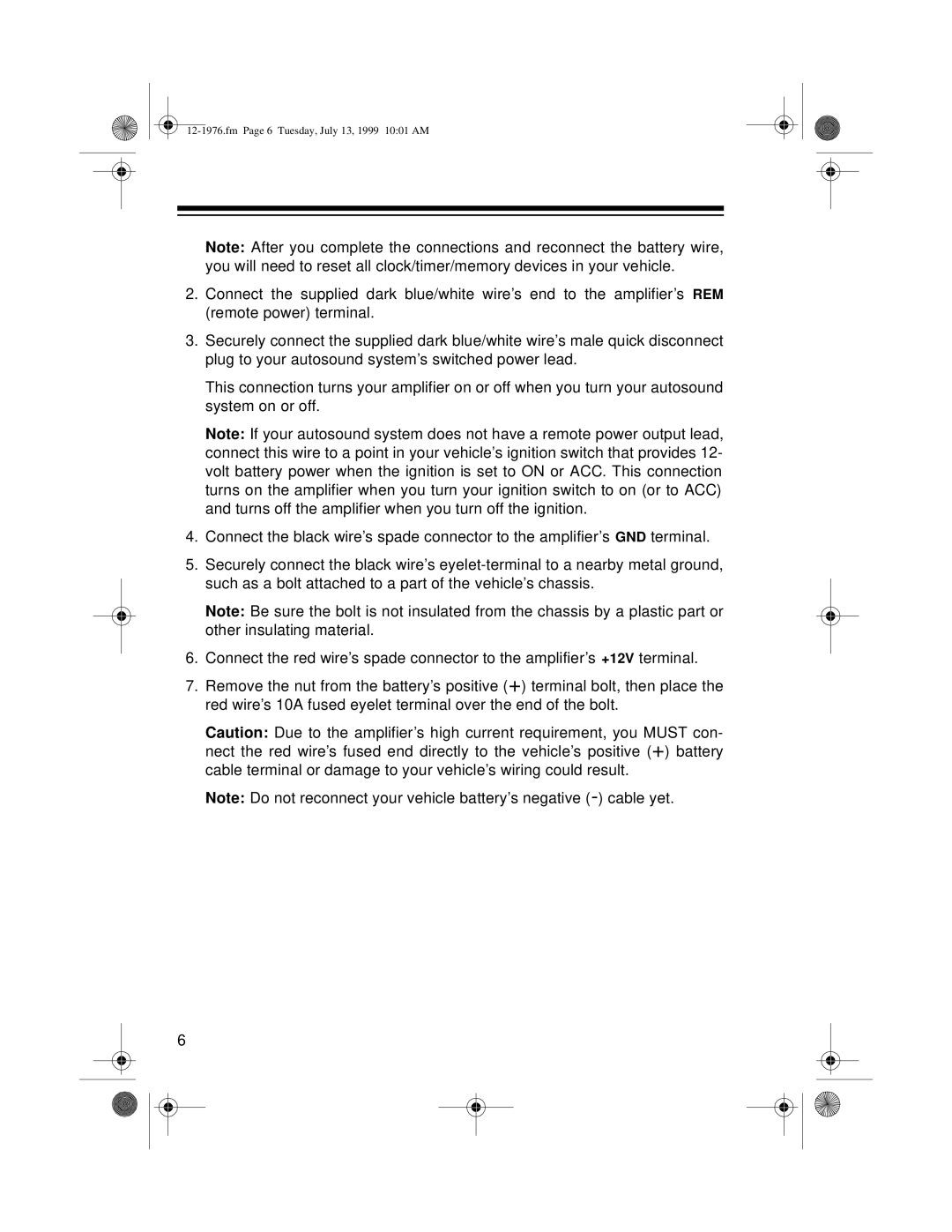 Radio Shack Trunk Mount owner manual Fm Page 6 Tuesday, July 13, 1999 1001 AM 