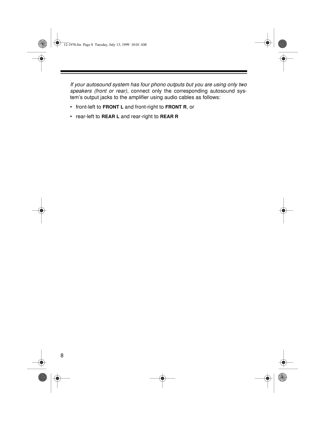 Radio Shack Trunk Mount owner manual Fm Page 8 Tuesday, July 13, 1999 1001 AM 