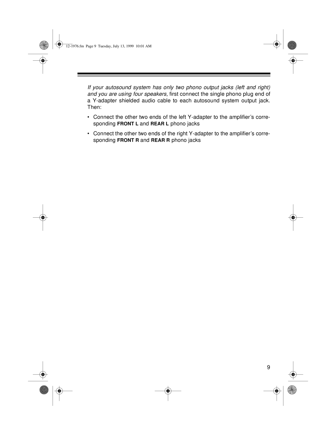 Radio Shack Trunk Mount owner manual Fm Page 9 Tuesday, July 13, 1999 1001 AM 