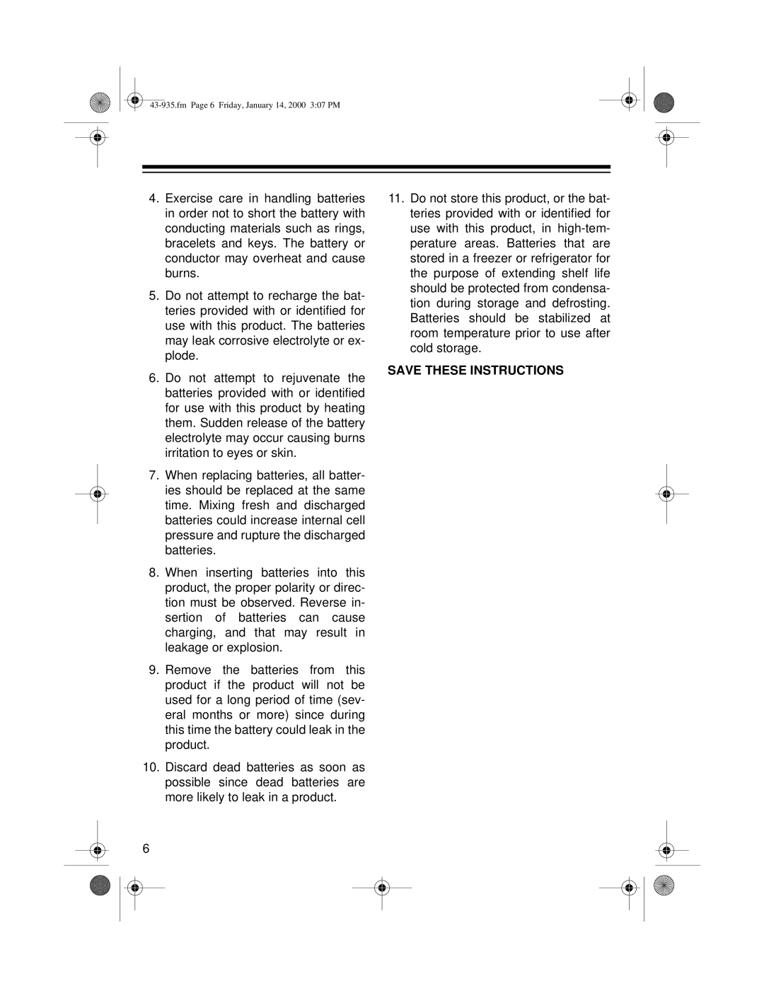 Radio Shack Two-Line Caller ID Phone With Speakerphone owner manual Fm Page 6 Friday, January 14, 2000 307 PM 