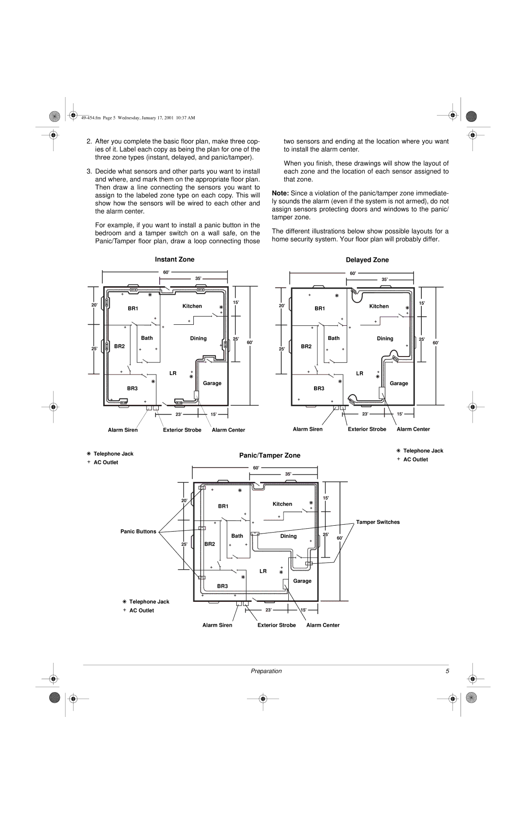 Radio Shack Two-Zone Burglar Alarm System owner manual Instant Zone Delayed Zone 