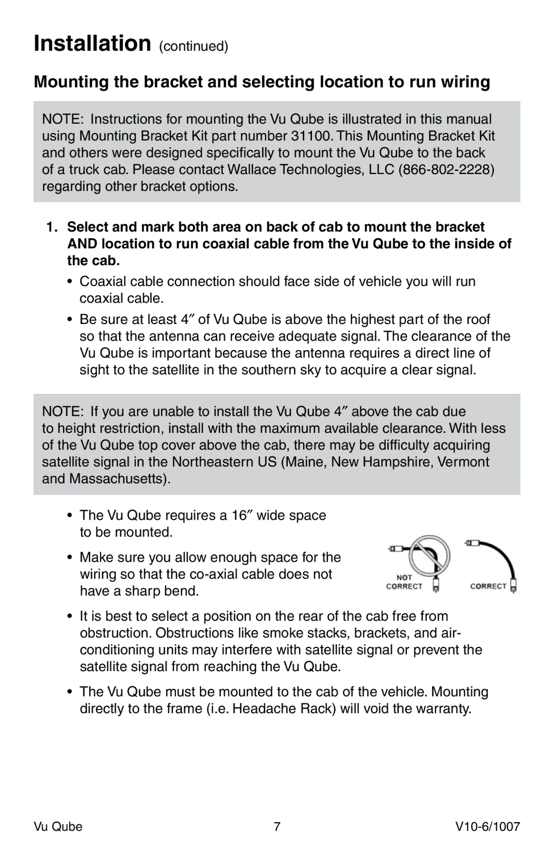 Radio Shack V10 specifications Mounting the bracket and selecting location to run wiring 