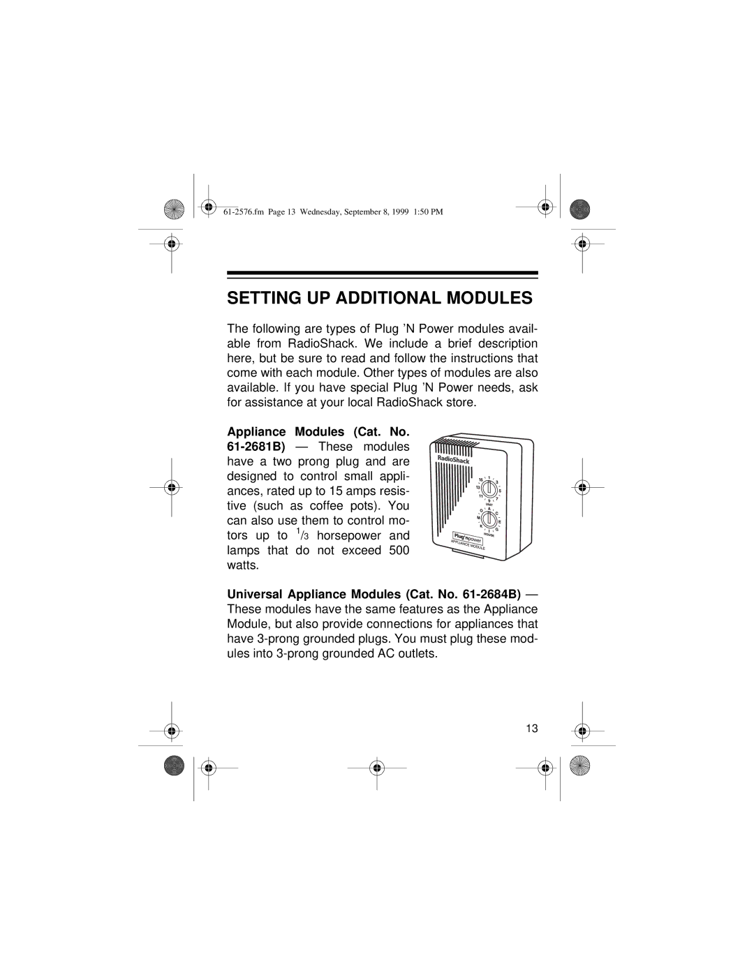 Radio Shack Wireless Remote Control System owner manual Setting UP Additional Modules 