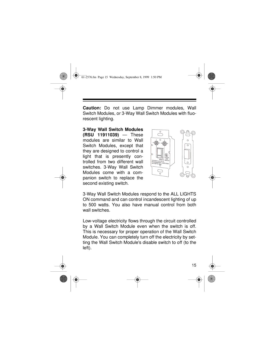 Radio Shack Wireless Remote Control System owner manual Fm Page 15 Wednesday, September 8, 1999 150 PM 