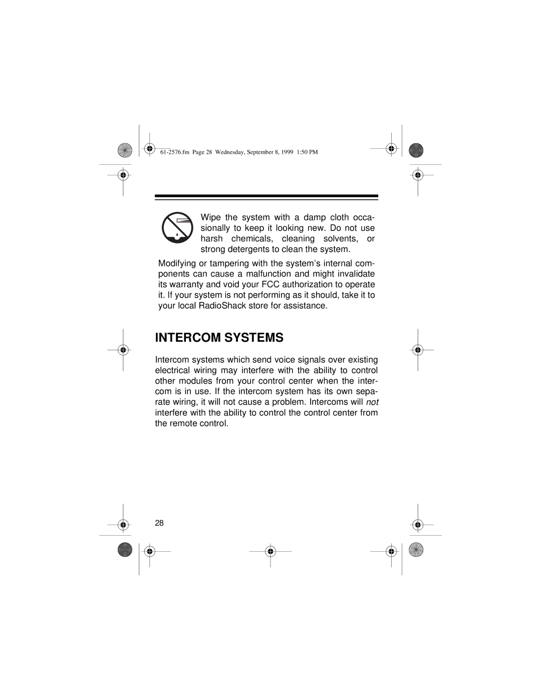 Radio Shack Wireless Remote Control System owner manual Intercom Systems 