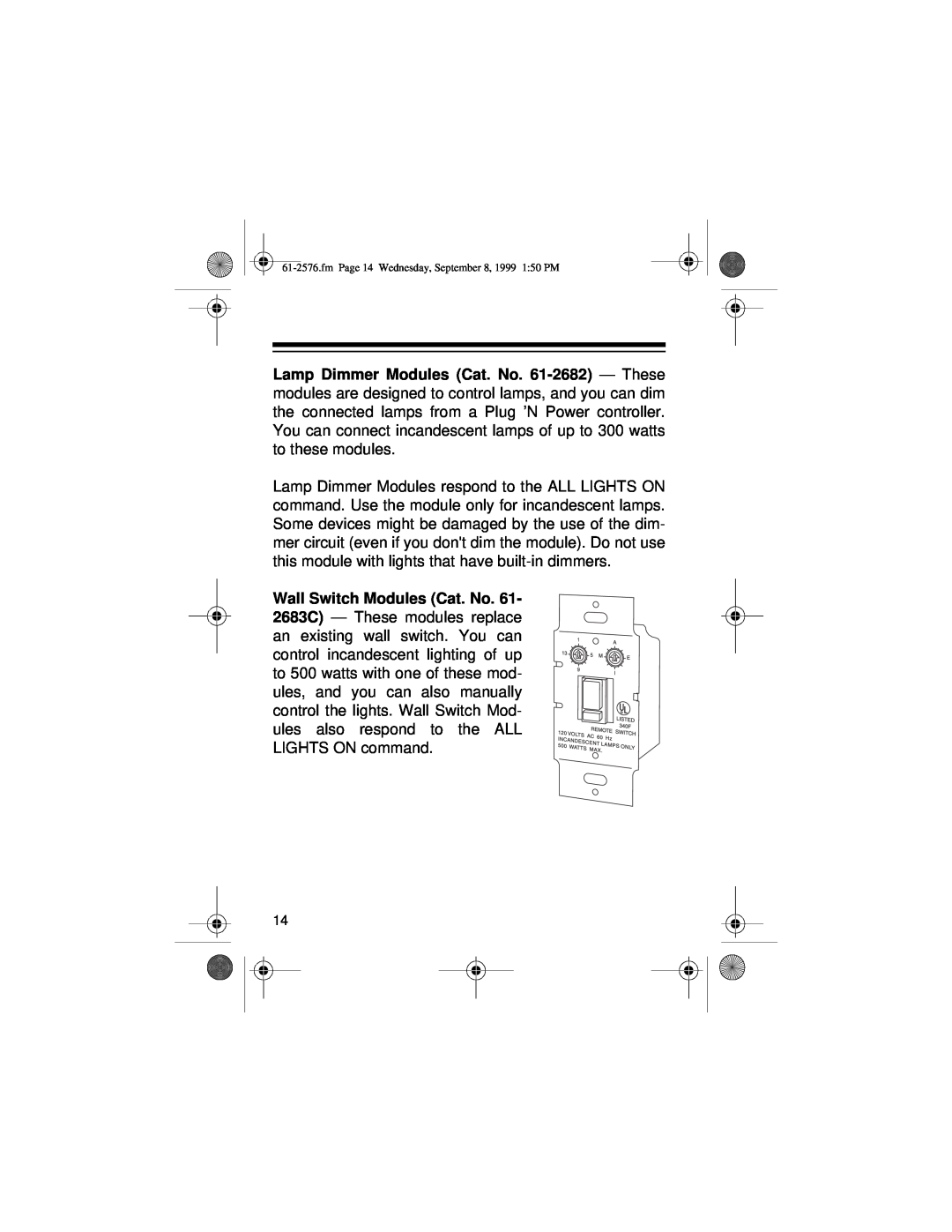 Radio Shack Wireless Remote Control System owner manual fm Page 14 Wednesday, September 8, 1999 150 PM 