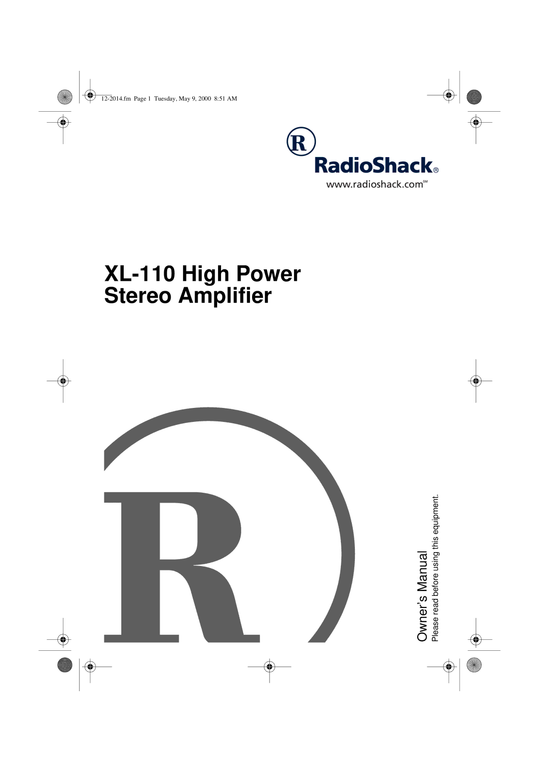 Radio Shack owner manual XL-110 High Power Stereo Amplifier 