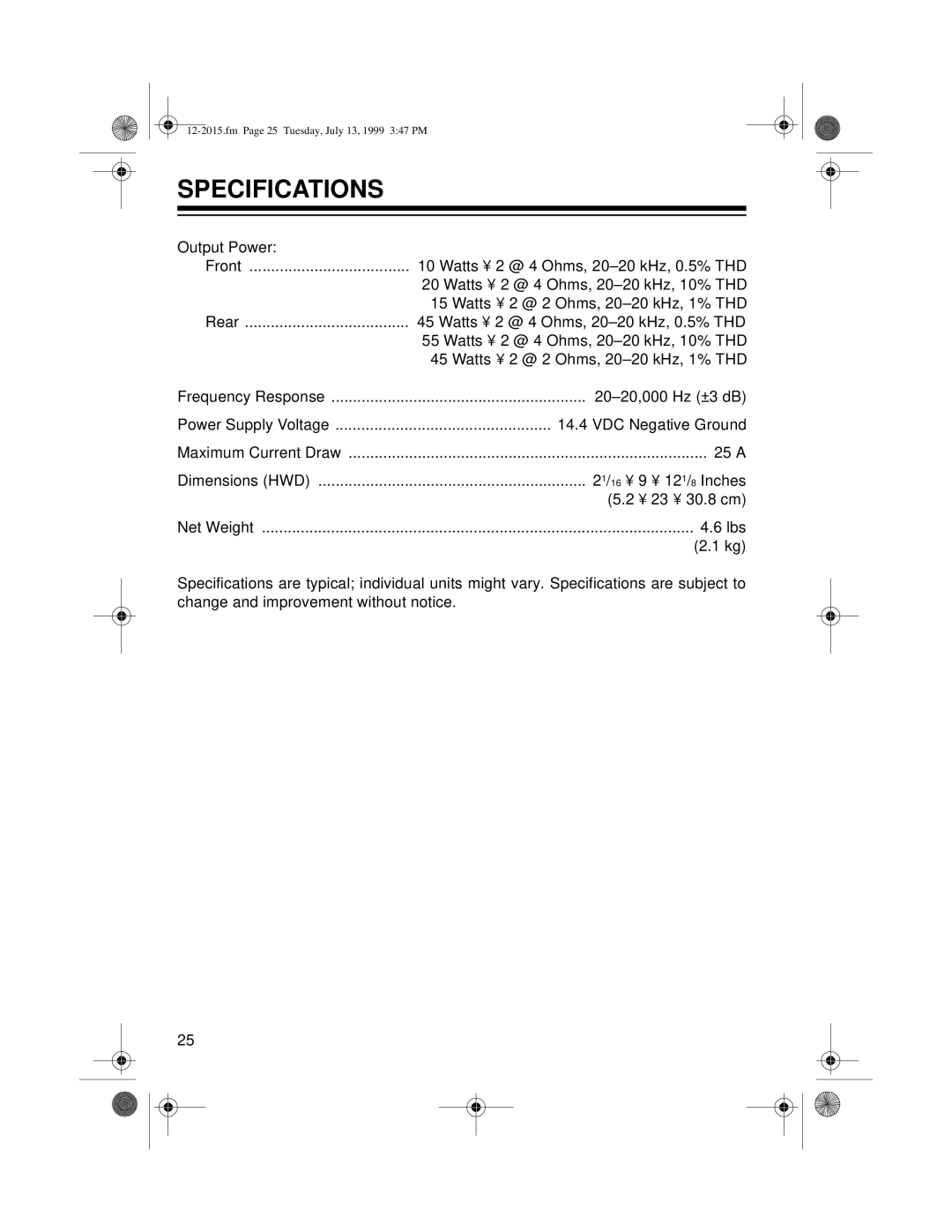 Radio Shack XL-150 owner manual Specifications 