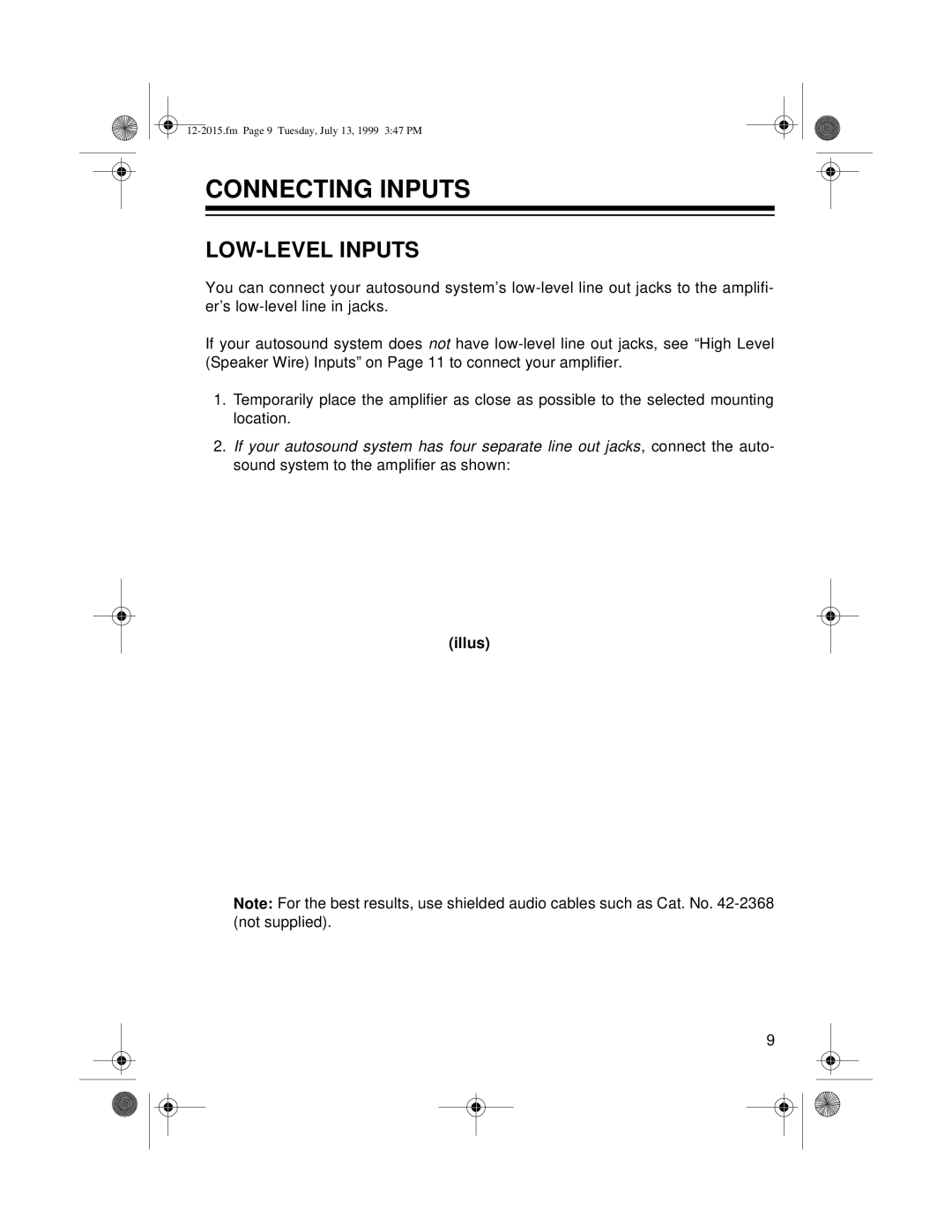 Radio Shack XL-150 owner manual Connecting Inputs, LOW-LEVEL Inputs 