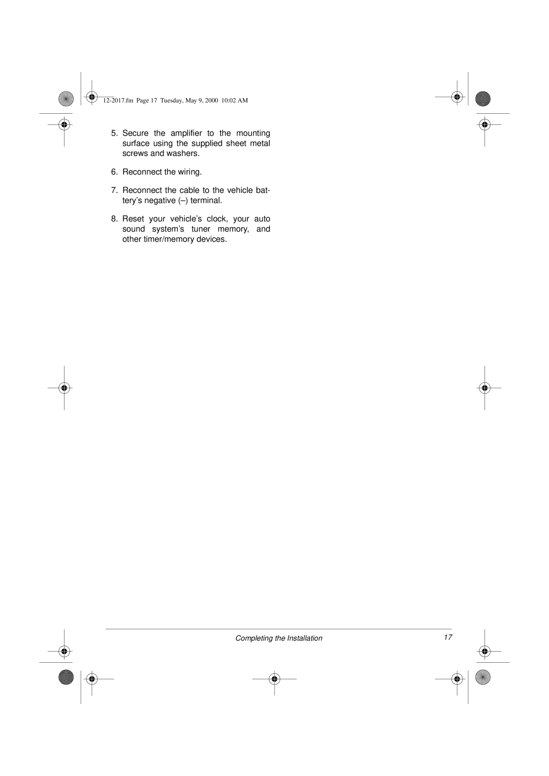 Radio Shack XL-260 owner manual Completing the Installation 