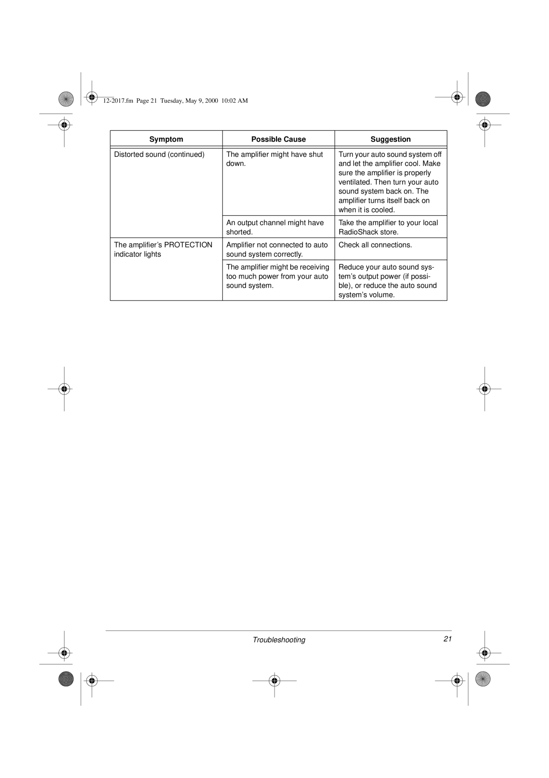 Radio Shack XL-260 owner manual Troubleshooting 