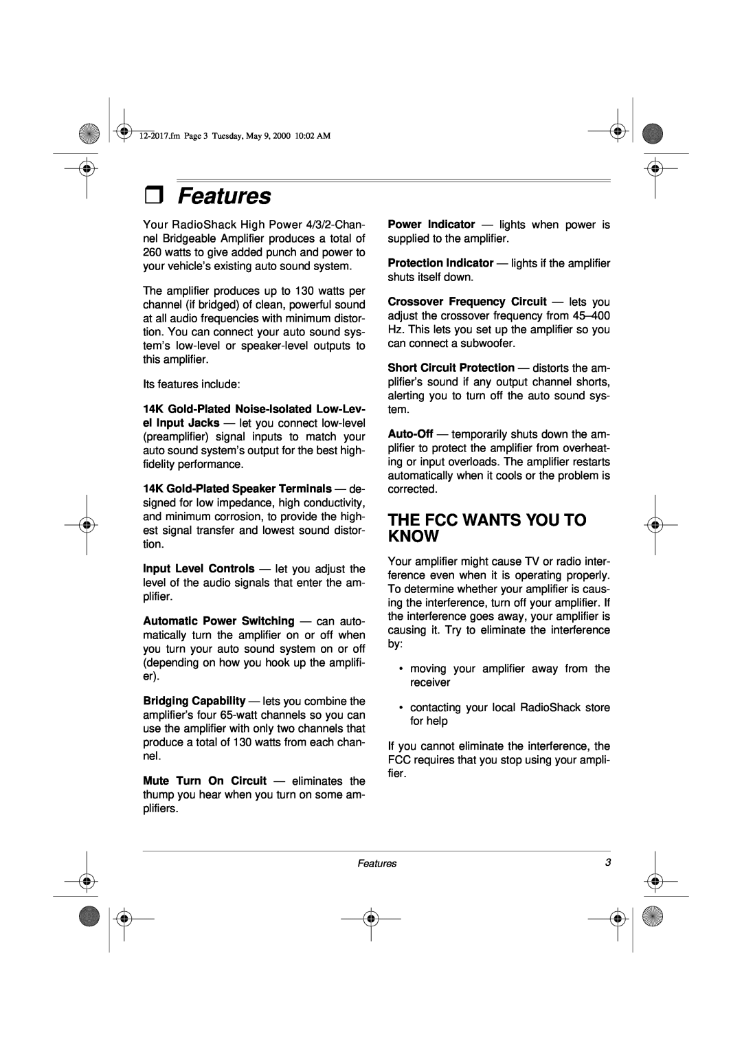 Radio Shack XL-260 owner manual ˆFeatures, The Fcc Wants You To Know 