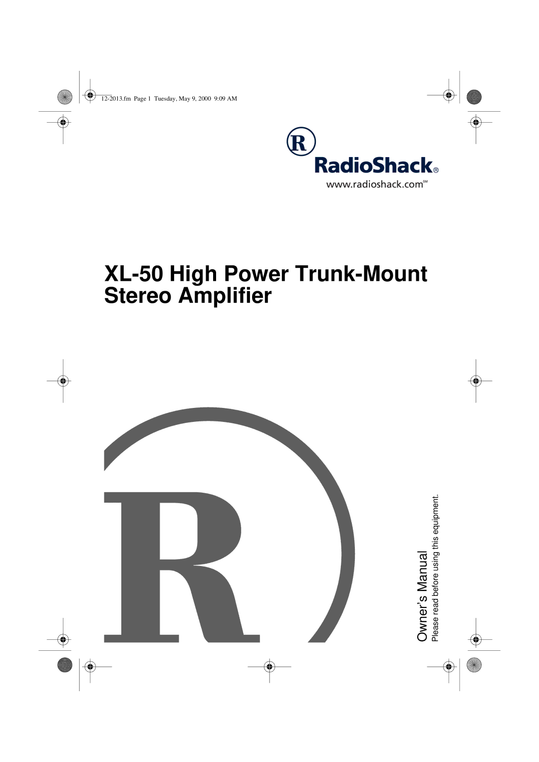 Radio Shack owner manual XL-50 High Power Trunk-Mount Stereo Amplifier 