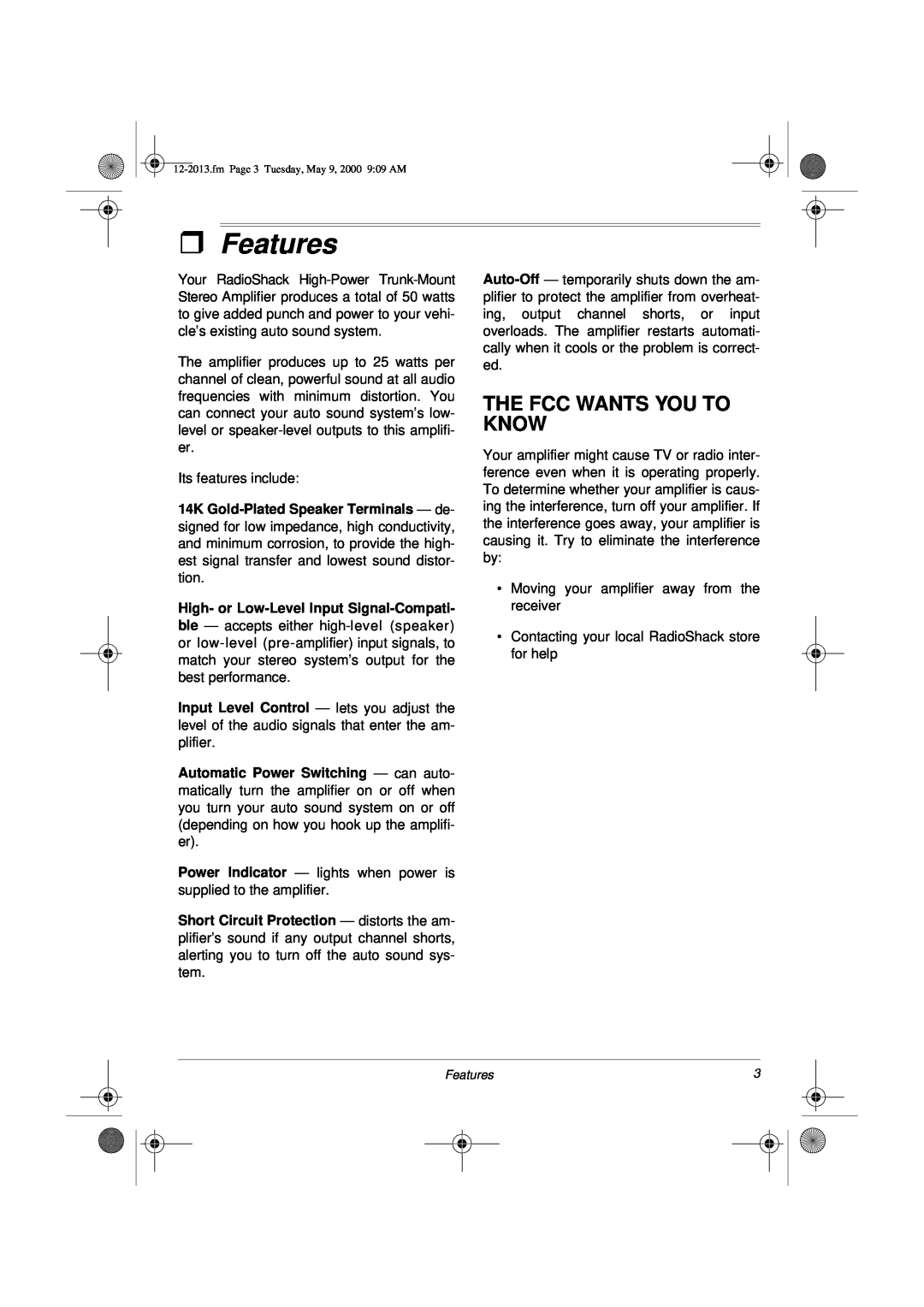 Radio Shack XL-50 owner manual ˆFeatures, The Fcc Wants You To Know 