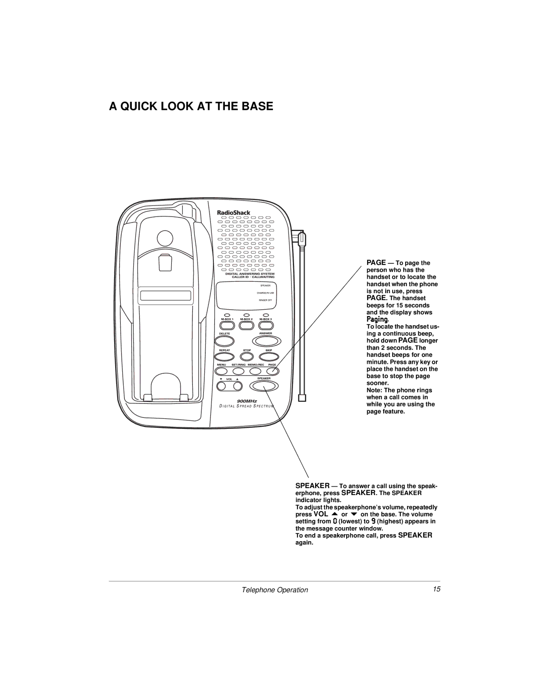 Radio Shack 900 MHz Digital Spread Spectrum Cordless Phone with Digital Answerer and Caller ID/Call Waiting Deluxe FWd 