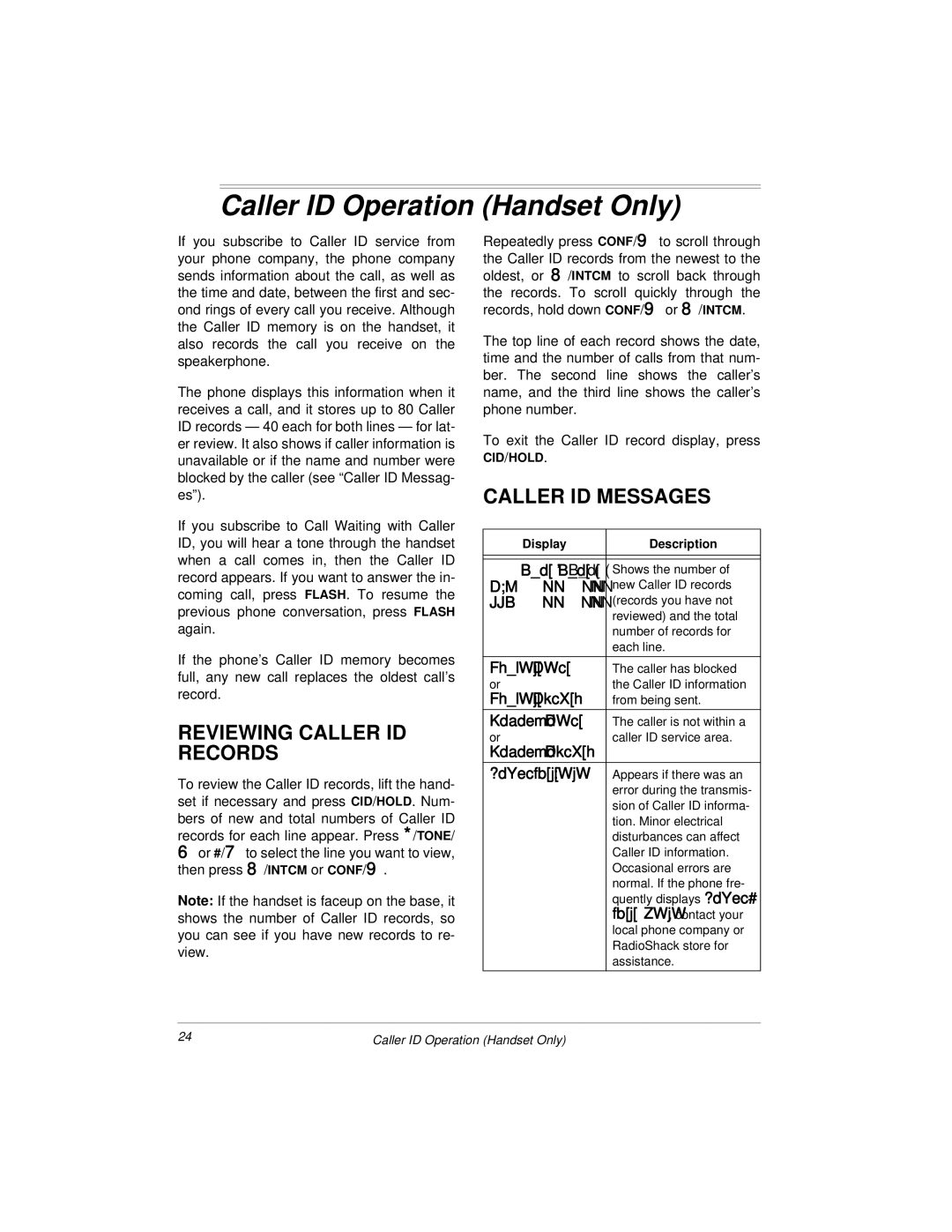 Radio Shack 2.4 GHz 2-Line Digital Spread Spectrum Cordless Phone with Call Waiting/Caller ID Reviewing Caller ID Records 