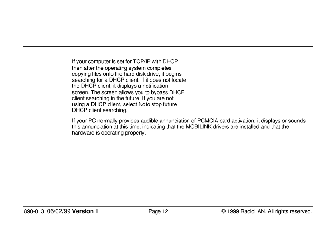 RadioLAN 140 MOBILINK manual 890-01306/02/99 Version 