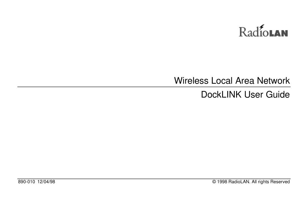 RadioLAN manual Wireless Local Area Network DockLINK User Guide 