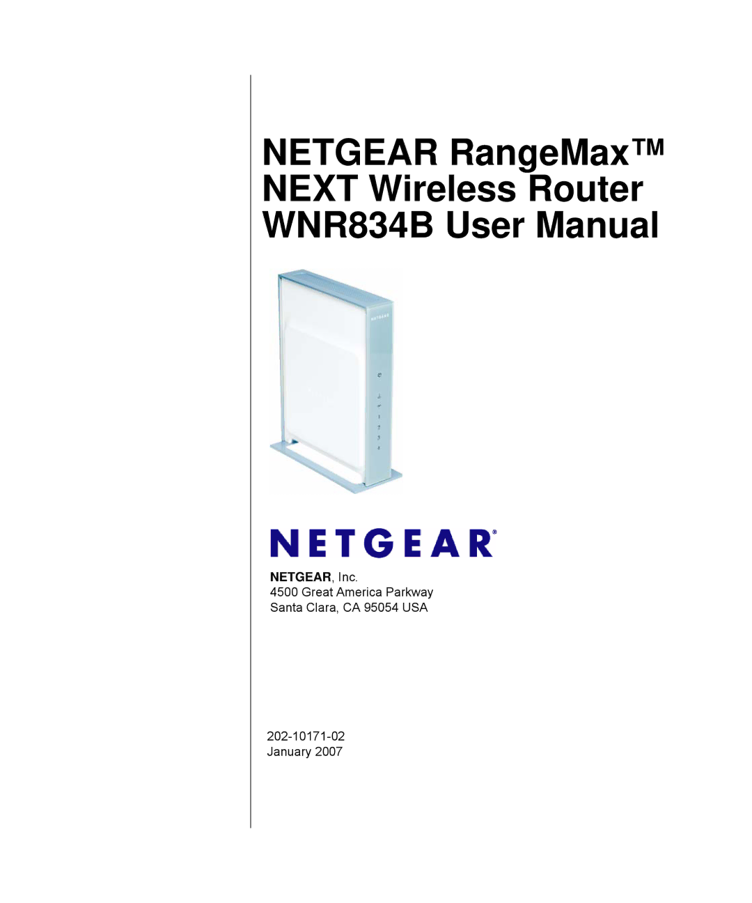 RadioLAN WNR834B user manual Netgear RangeMax Next Wireless Router 