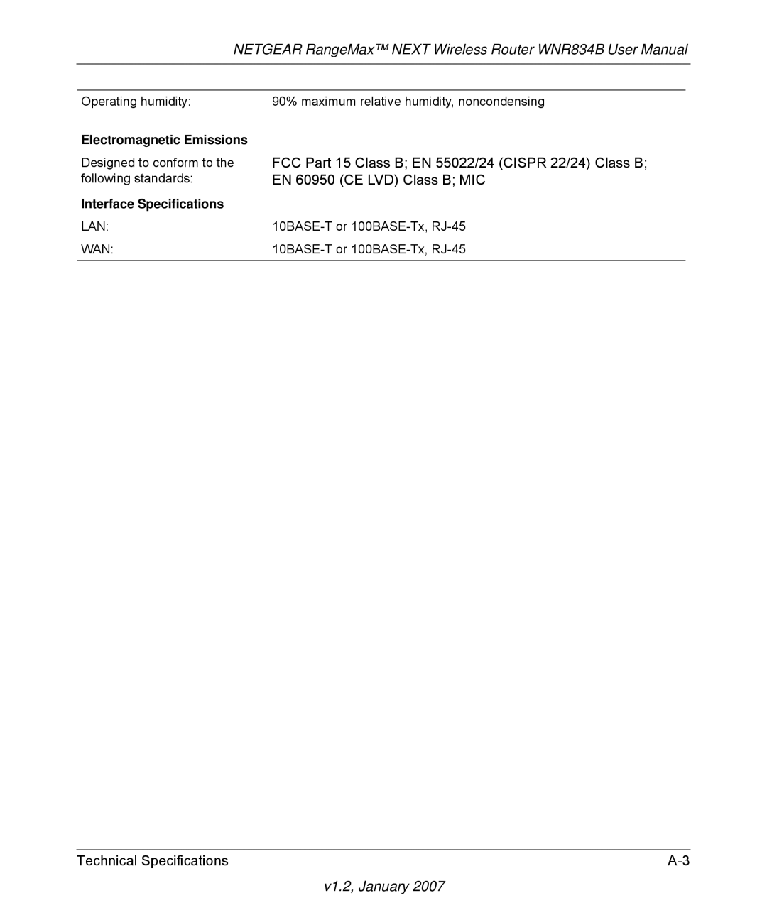 RadioLAN WNR834B user manual Electromagnetic Emissions 