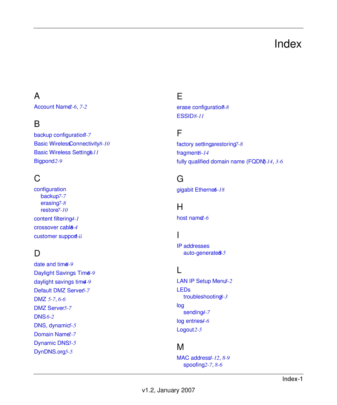 RadioLAN WNR834B user manual Index 