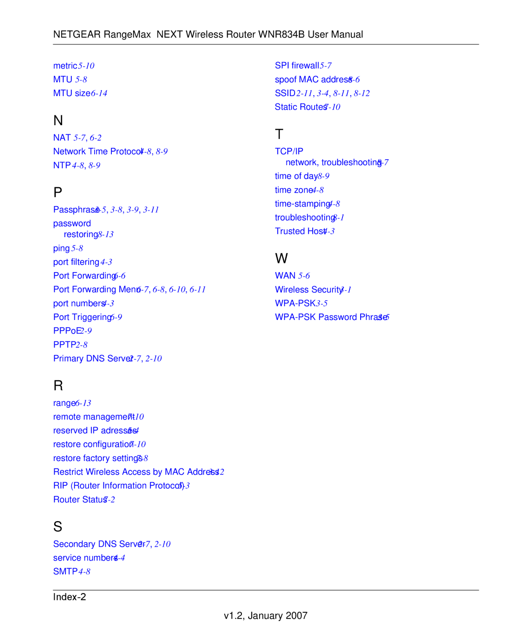 RadioLAN WNR834B user manual Index-2 