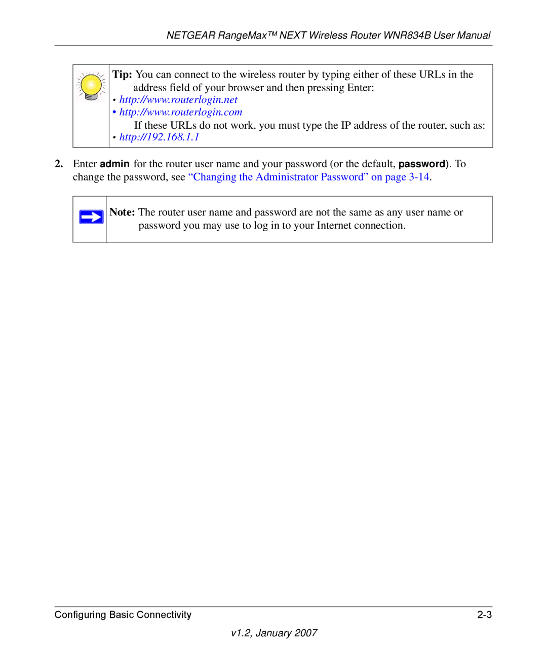 RadioLAN WNR834B user manual Http//192.168.1.1 