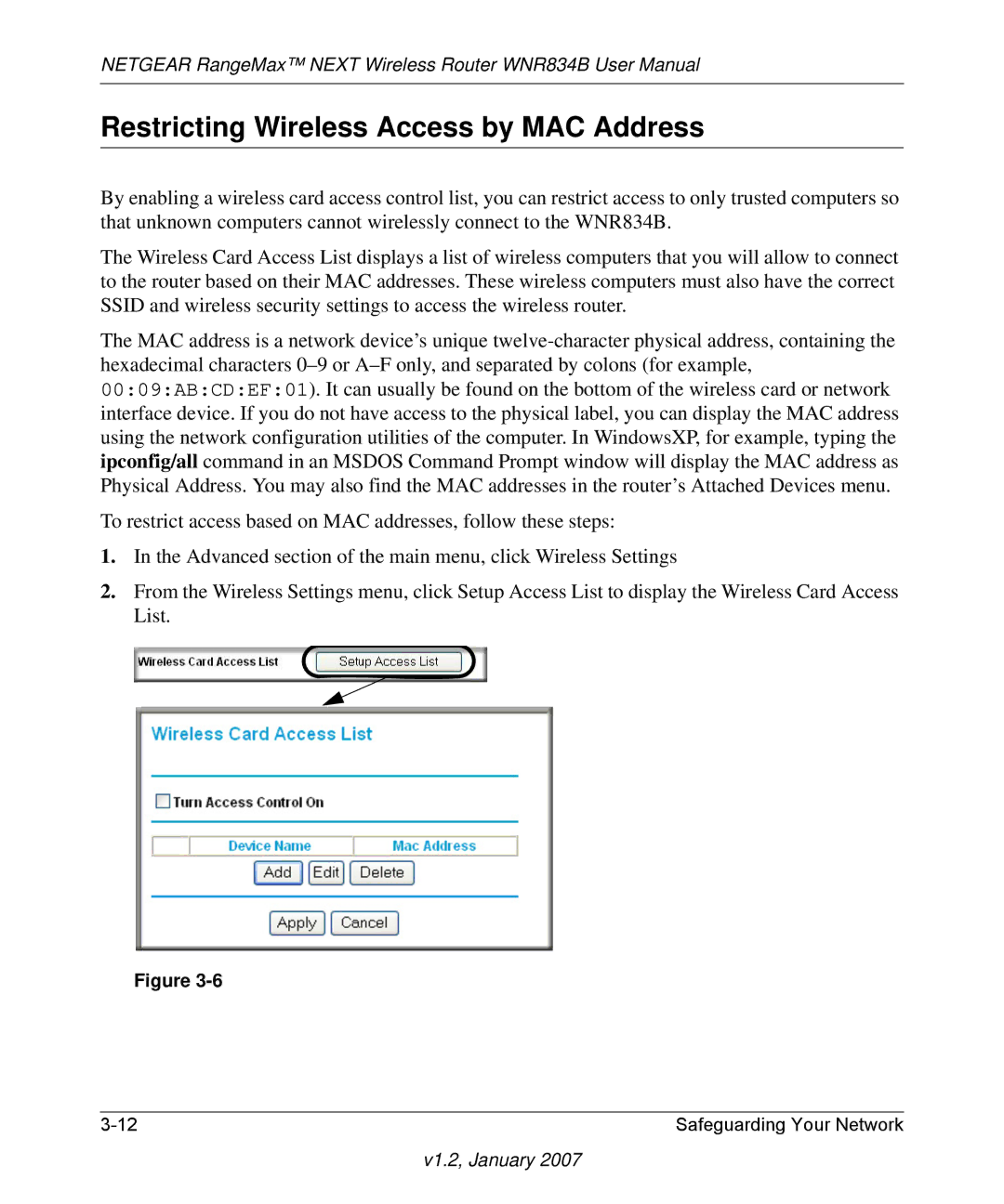 RadioLAN WNR834B user manual Restricting Wireless Access by MAC Address 