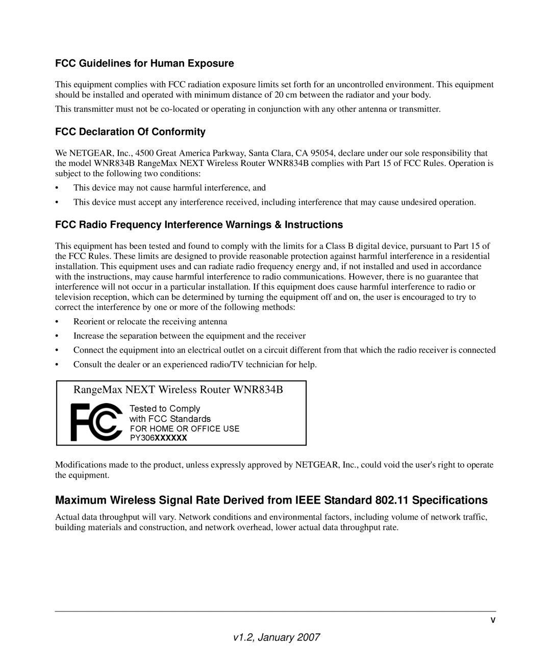 RadioLAN WNR834B user manual FCC Guidelines for Human Exposure, FCC Declaration Of Conformity 