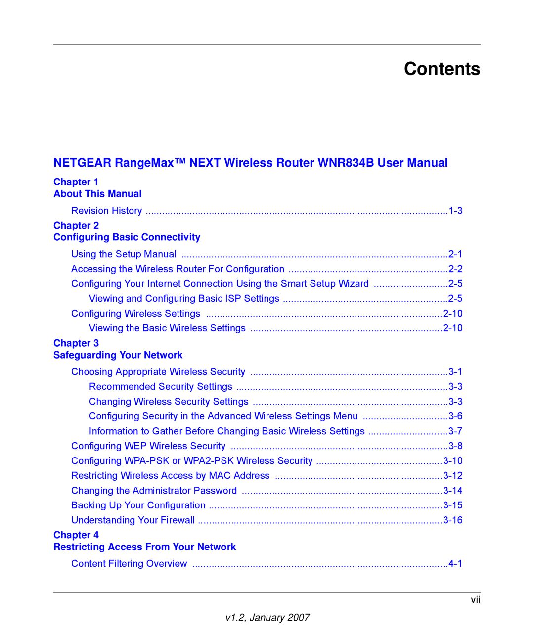 RadioLAN WNR834B user manual Contents 