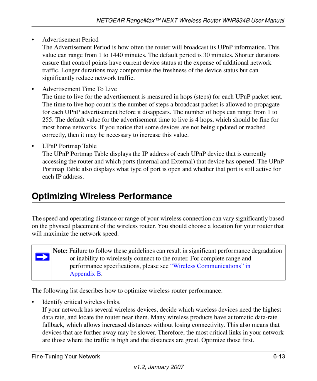 RadioLAN WNR834B user manual Optimizing Wireless Performance 