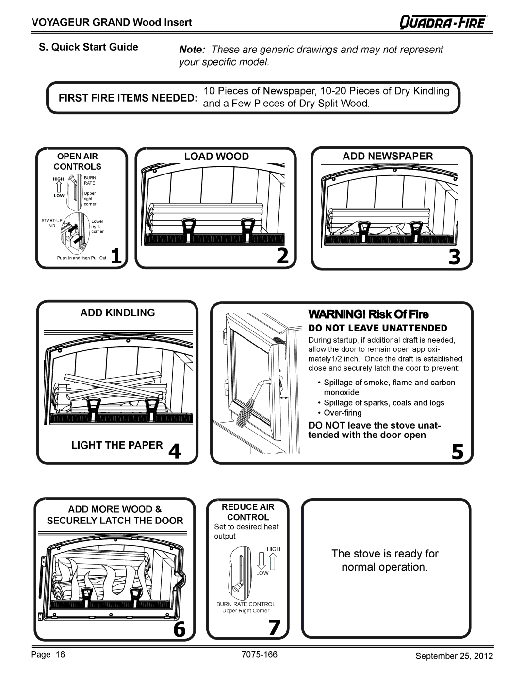 Radware VOYA-GRAND-MBK, VOYA-GRAND-PMH owner manual Voyageur Grand Wood Insert Quick Start Guide, Your specific model 