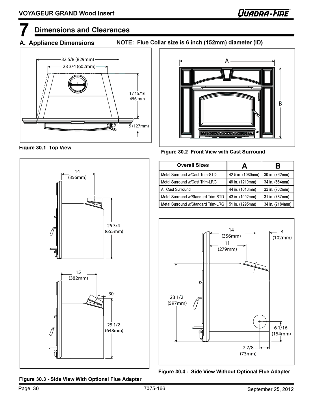 Radware VOYA-GRAND-MBK, VOYA-GRAND-PMH owner manual Dimensions and Clearances, Appliance Dimensions 