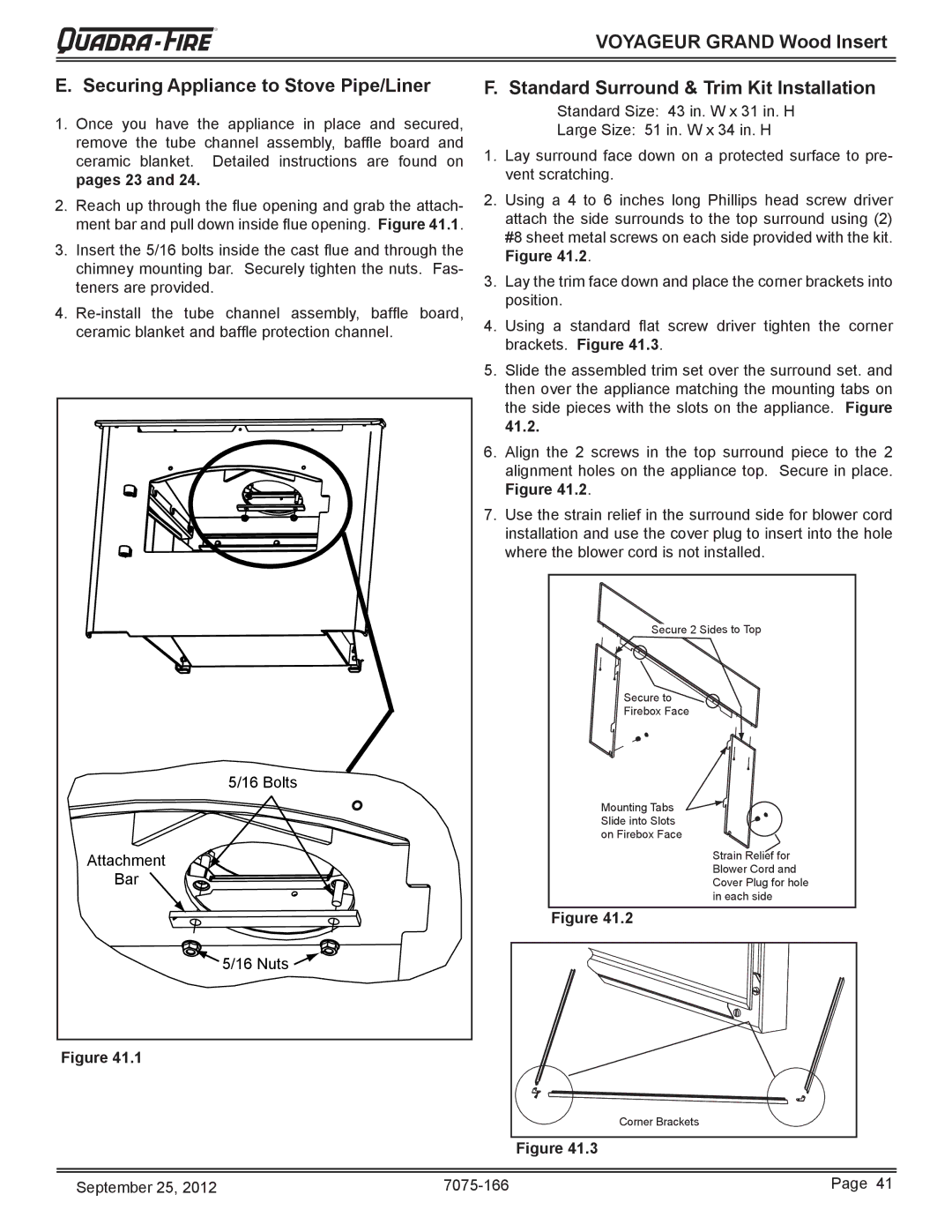 Radware VOYA-GRAND-PMH, VOYA-GRAND-MBK owner manual Standard Surround & Trim Kit Installation 