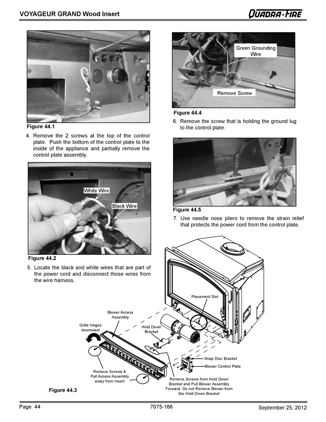 Radware VOYA-GRAND-MBK, VOYA-GRAND-PMH owner manual Placement Slot Blower Access Assembly 