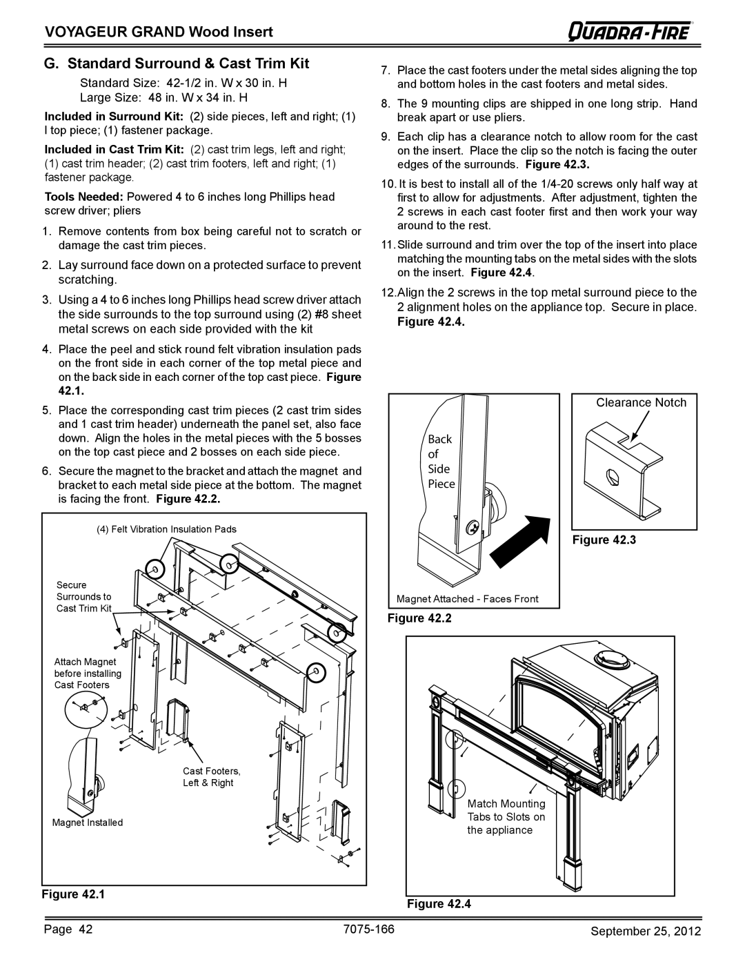 Radware VOYA-GRAND-MBK G. Standard Surround & Cast Trim Kit, VOYAGEUR GRAND Wood Insert, Back, Side, Piece, 42.1 
