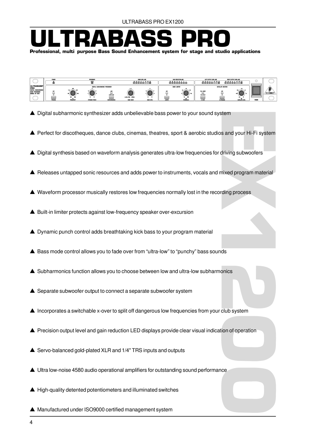 Rain Dance EX1200 user manual Ultrabass PRO 