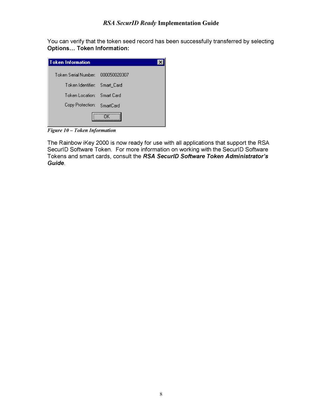 Rainbow Technologies 2000 manual Options… Token Information 