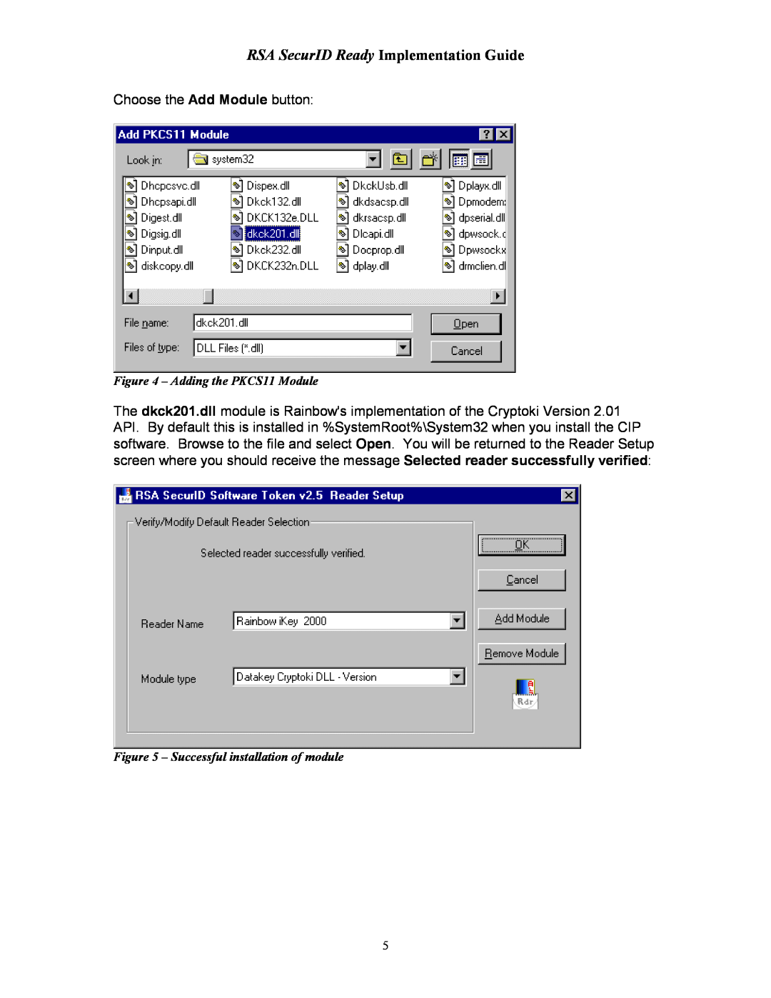 Rainbow Technologies 2000 manual RSA SecurID Ready Implementation Guide, Choose the Add Module button 