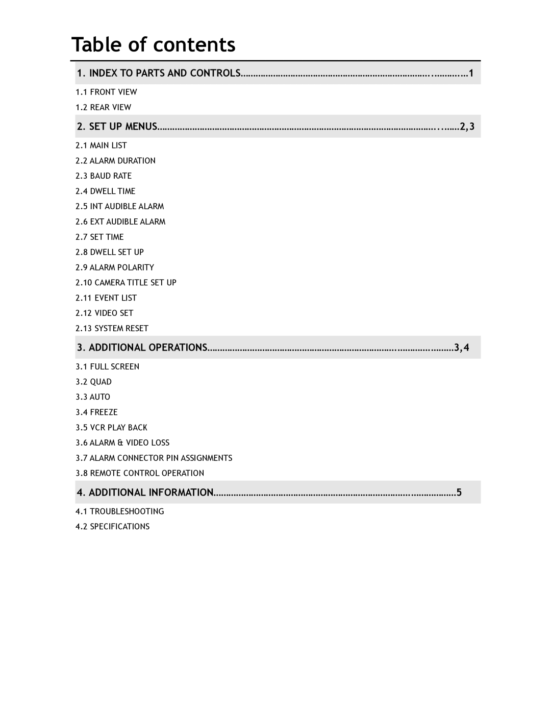 Rainbow Technologies QPCF operating instructions Table of contents 