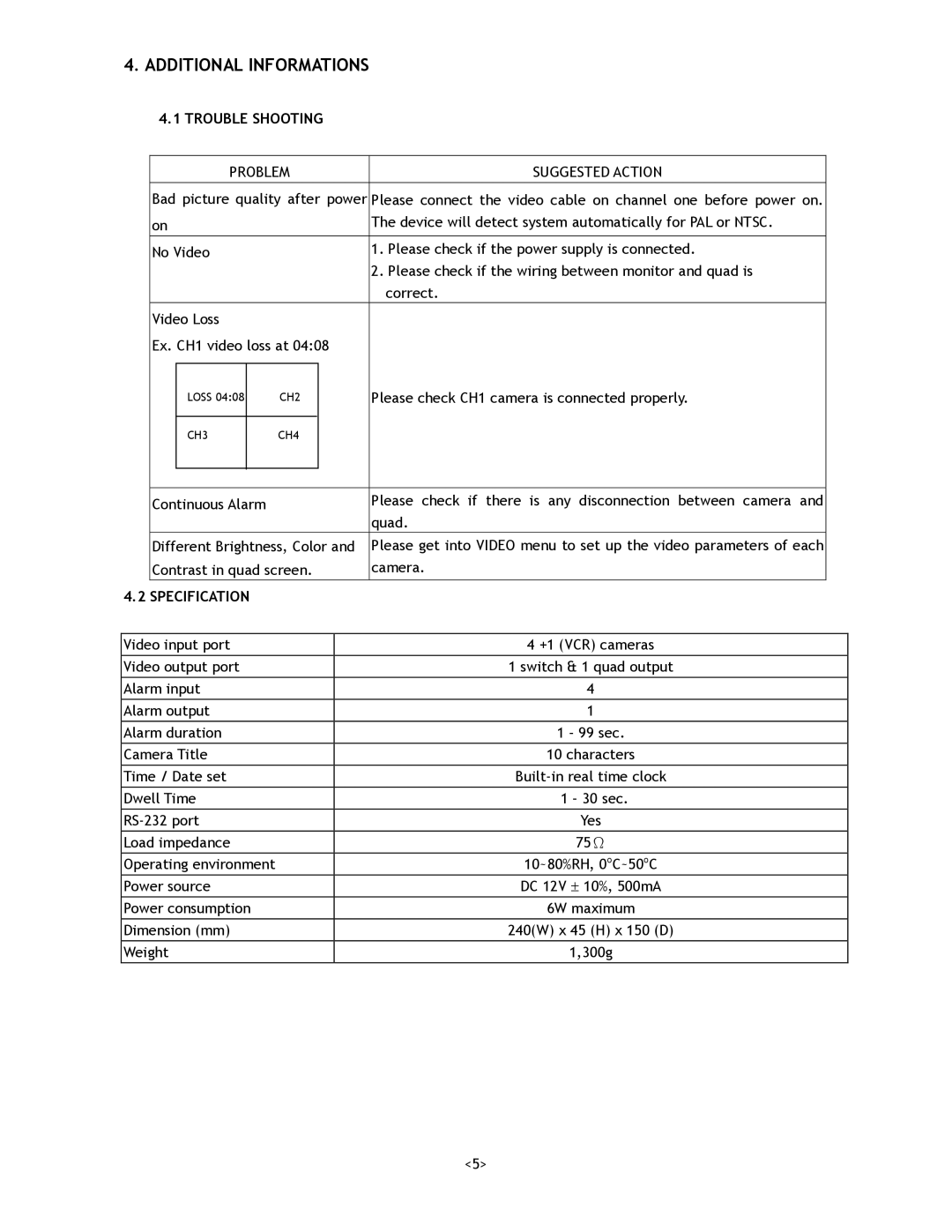 Rainbow Technologies QPCF operating instructions Additional Informations, Trouble Shooting, Specification 