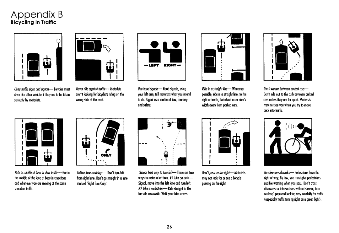 Raleigh 2008 manual Appendix B, Bicycling in Traffic 