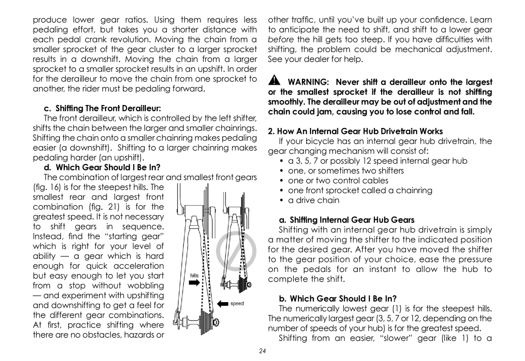 Raleigh None manual Shifting The Front Derailleur, Which Gear Should I Be In?, How An Internal Gear Hub Drivetrain Works 