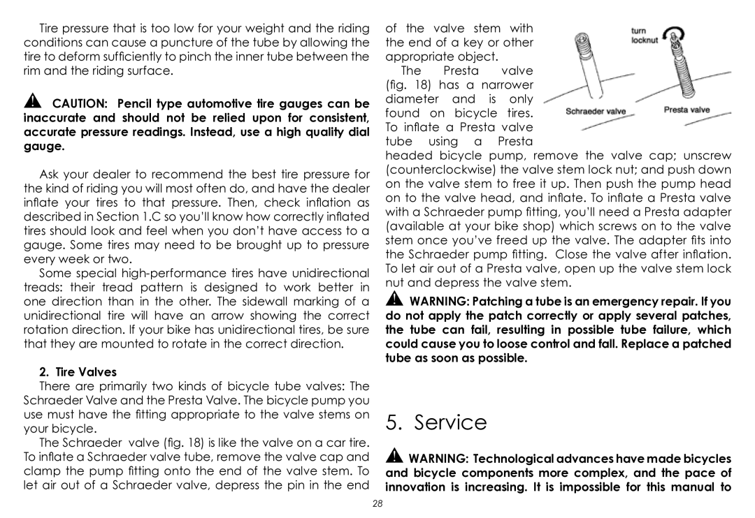 Raleigh None manual Service, Tire Valves 